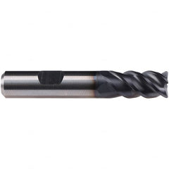 Emuge - 8mm Diam, 25mm LOC, 4 Flute Solid Carbide Roughing & Finishing End Mill - TiAlN Finish, 63mm OAL, 8mm Shank Diam, Weldon Shank, 50° Helix, Centercutting, Long Length - Americas Industrial Supply