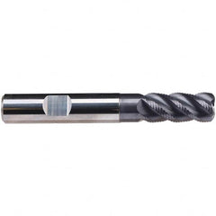Emuge - 6mm Diam, Fine Pitch, 13mm LOC, 4 Flute Solid Carbide 0.5mm Corner Radius Roughing End Mill - TiAlN Finish, 57mm OAL, 6mm Shank Diam, Single End, Extended Reach, 45° Helix - Americas Industrial Supply