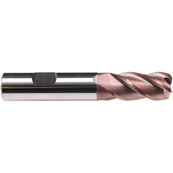 Emuge - 8mm Diam, 19mm LOC, 4 Flute Solid Carbide Roughing & Finishing End Mill - TiAlN Finish, 63mm OAL, 8mm Shank Diam, Weldon Shank, 38° Helix, Long Length - Americas Industrial Supply