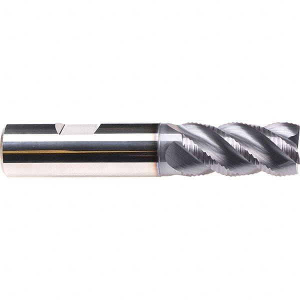Emuge - 3/16" Diam, 3/8" LOC, 3 Flute Solid Carbide Roughing & Finishing End Mill - TiAlN Finish, 2-1/2" OAL, 3/8" Shank Diam, Weldon Shank, 45° Helix, Centercutting, Long Length - Americas Industrial Supply