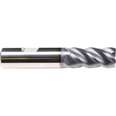 Emuge - 3/16" Diam, 3/8" LOC, 3 Flute Solid Carbide Roughing & Finishing End Mill - TiAlN Finish, 2-1/2" OAL, 3/8" Shank Diam, Weldon Shank, 45° Helix, Centercutting, Long Length - Americas Industrial Supply
