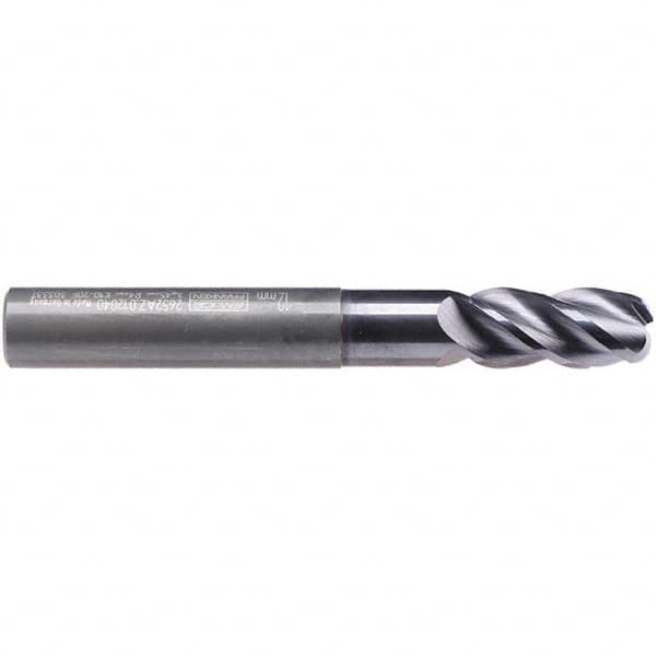 Emuge - 10mm Diam, 22mm LOC, 4 Flute Solid Carbide Roughing & Finishing End Mill - TiAlN Finish, 80mm OAL, 10mm Shank Diam, Cylindrical Shank, 40° Helix, Extra Long Length - Americas Industrial Supply