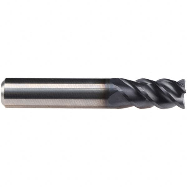 Emuge - 8mm Diam, 25mm LOC, 4 Flute Solid Carbide Roughing & Finishing End Mill - TiAlN Finish, 63mm OAL, 8mm Shank Diam, Cylindrical Shank, 50° Helix, Centercutting, Long Length - Americas Industrial Supply