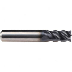 Emuge - 3/8" Diam, 7/8" LOC, 4 Flute Solid Carbide Roughing & Finishing End Mill - TiAlN Finish, 2-1/2" OAL, 3/8" Shank Diam, Cylindrical Shank, 50° Helix, Centercutting, Long Length - Americas Industrial Supply