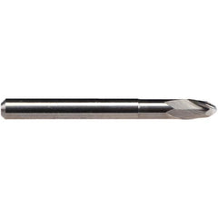 Emuge - 0.5mm Diam, 1mm LOC, 2 Flute Solid Carbide Ball End Mill - Uncoated, Single End, 38mm OAL, 3mm Shank Diam, Ball Flute - Americas Industrial Supply
