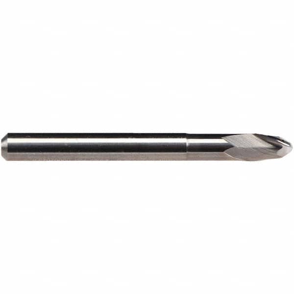Emuge - 1mm Diam, 2mm LOC, 2 Flute Solid Carbide Ball End Mill - Uncoated, Single End, 38mm OAL, 3mm Shank Diam, Ball Flute - Americas Industrial Supply