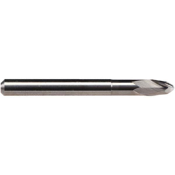 Emuge - 1mm Diam, 2mm LOC, 2 Flute Solid Carbide Ball End Mill - Uncoated, Single End, 57mm OAL, 6mm Shank Diam, Ball Flute - Americas Industrial Supply