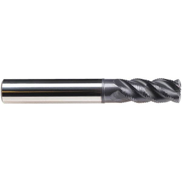 Emuge - 6mm Diam, 13mm LOC, 4 Flute Solid Carbide Roughing & Finishing End Mill - TiAlN Finish, 57mm OAL, 6mm Shank Diam, Cylindrical Shank, 45° Helix, Long Length - Americas Industrial Supply