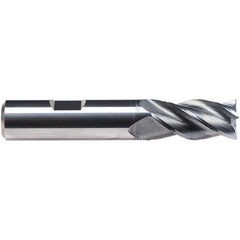 Emuge - 5/8" Diam, 1-1/4" LOC, 4 Flute Solid Carbide Roughing & Finishing End Mill - CrN Finish, 3-1/2" OAL, 5/8" Shank Diam, Weldon Shank, 38° Helix, Centercutting, Regular Length - Americas Industrial Supply
