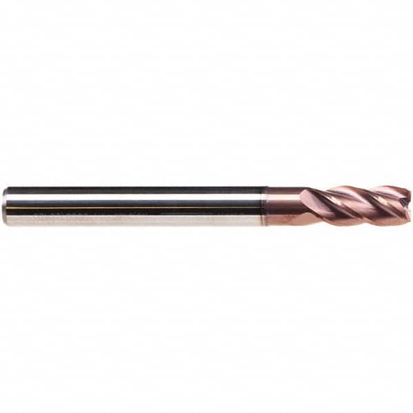 Emuge - 8mm Diam, 19mm LOC, 4 Flute Solid Carbide Roughing & Finishing End Mill - TiAlN Finish, 63mm OAL, 8mm Shank Diam, Cylindrical Shank, 38° Helix, Long Length - Americas Industrial Supply