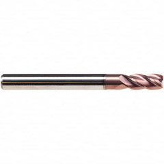 Emuge - 8mm Diam, 19mm LOC, 4 Flute Solid Carbide Roughing & Finishing End Mill - TiAlN Finish, 63mm OAL, 8mm Shank Diam, Cylindrical Shank, 38° Helix, Long Length - Americas Industrial Supply
