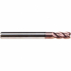 Emuge - 5mm Diam, 13mm LOC, 4 Flute Solid Carbide Roughing & Finishing End Mill - TiAlN Finish, 57mm OAL, 6mm Shank Diam, Cylindrical Shank, 38° Helix, Long Length - Americas Industrial Supply