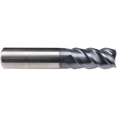 Emuge - 4mm Diam, 18mm LOC, 4 Flute Solid Carbide Roughing & Finishing End Mill - TiAlN Finish, 57mm OAL, 6mm Shank Diam, Cylindrical Shank, 50° Helix, Centercutting, Long Length - Americas Industrial Supply