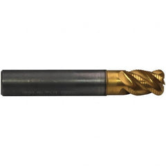 Emuge - 12mm Diam, 16mm LOC, 4 Flute Solid Carbide Roughing & Finishing End Mill - TiN/TiAlN Finish, 73mm OAL, 12mm Shank Diam, Cylindrical Shank, 45° Helix, Stub Length - Americas Industrial Supply