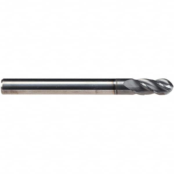 Emuge - 1/4" Diam, 3/4" LOC, 4 Flute Solid Carbide Ball End Mill - AlCr Finish, Single End, 2-1/2" OAL, 1/4" Shank Diam, Ball Flute - Americas Industrial Supply