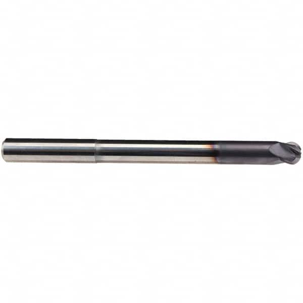 Emuge - 1/2" Diam, 3/8" LOC, 4 Flute Solid Carbide Ball End Mill - TiAlN Finish, Single End, 6" OAL, 1/2" Shank Diam, Ball Flute - Americas Industrial Supply