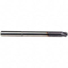 Emuge - 1/2" Diam, 3/8" LOC, 4 Flute Solid Carbide Ball End Mill - TiAlN Finish, Single End, 6" OAL, 1/2" Shank Diam, Ball Flute - Americas Industrial Supply