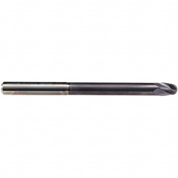 Emuge - 5/16" Diam, 9/32" LOC, 4 Flute Solid Carbide Ball End Mill - TiAlN Finish, Single End, 4" OAL, 5/16" Shank Diam, Ball Flute - Americas Industrial Supply
