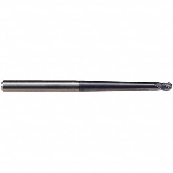 Emuge - 1/8" Diam, 5/32" LOC, 4 Flute Solid Carbide Ball End Mill - TiAlN Finish, Single End, 3-1/2" OAL, 1/4" Shank Diam, Ball Flute - Americas Industrial Supply