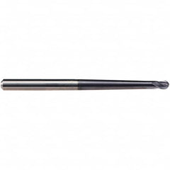 Emuge - 3/16" Diam, 3/16" LOC, 4 Flute Solid Carbide Ball End Mill - TiAlN Finish, Single End, 3-1/2" OAL, 1/4" Shank Diam, Ball Flute - Americas Industrial Supply