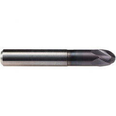 Emuge - 1/2" Diam, 3/8" LOC, 4 Flute Solid Carbide Ball End Mill - TiAlN Finish, Single End, 3-1/4" OAL, 1/2" Shank Diam, Ball Flute - Americas Industrial Supply