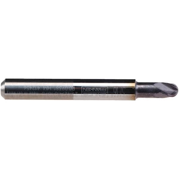 Emuge - 1/4" Diam, 1/4" LOC, 4 Flute Solid Carbide Ball End Mill - TiAlN Finish, Single End, 2" OAL, 1/4" Shank Diam, Ball Flute - Americas Industrial Supply