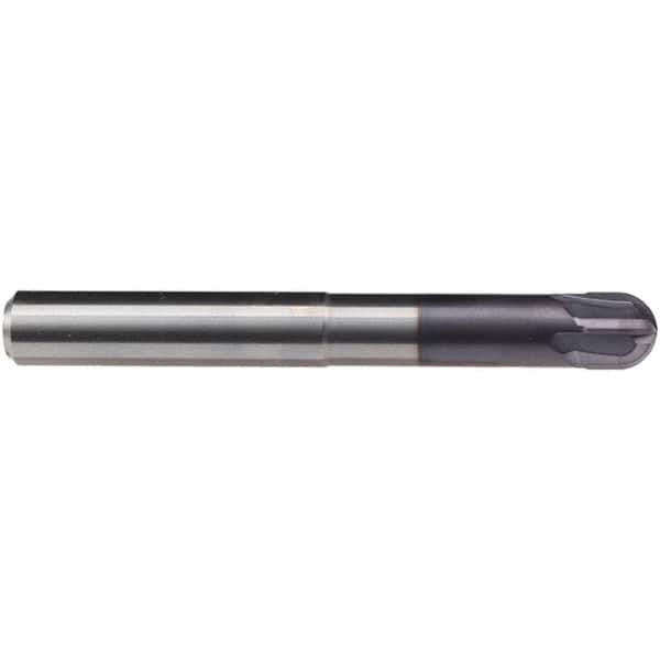 Emuge - 8mm Diam, 7mm LOC, 4 Flute Solid Carbide Ball End Mill - TiAlN Finish, Single End, 80mm OAL, 8mm Shank Diam, Ball Flute - Americas Industrial Supply