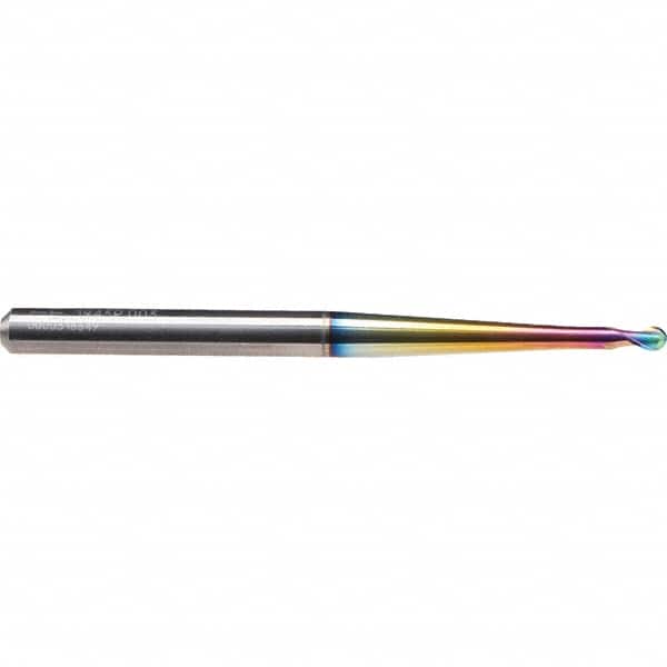 Emuge - 10mm Diam, 8mm LOC, 2 Flute Solid Carbide Ball End Mill - CrN Finish, Single End, 120mm OAL, 10mm Shank Diam, Ball Flute - Americas Industrial Supply