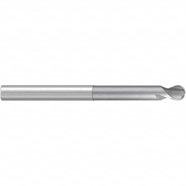 Emuge - 10mm Diam, 8mm LOC, 2 Flute Solid Carbide Ball End Mill - Uncoated, Single End, 120mm OAL, 10mm Shank Diam, Ball Flute - Americas Industrial Supply