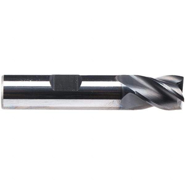 Emuge - 5/8" Diam, 3/4" LOC, 4 Flute Solid Carbide Roughing & Finishing End Mill - CrN Finish, 3" OAL, 5/8" Shank Diam, Weldon Shank, 38° Helix, Centercutting, Stub Length - Americas Industrial Supply