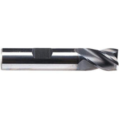 Emuge - 5/8" Diam, 3/4" LOC, 4 Flute Solid Carbide Roughing & Finishing End Mill - CrN Finish, 3" OAL, 5/8" Shank Diam, Weldon Shank, 38° Helix, Centercutting, Stub Length - Americas Industrial Supply