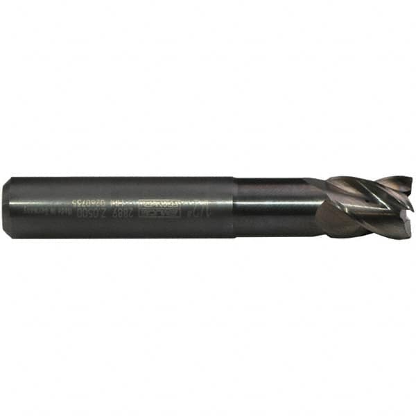 Emuge - 1/4" Diam, 11/32" LOC, 3 Flute Solid Carbide Roughing & Finishing End Mill - Uncoated, 2-1/4" OAL, 1/4" Shank Diam, Cylindrical Shank, 40° Helix, Long Length - Americas Industrial Supply