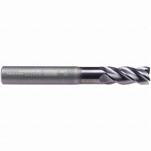 Emuge - 10mm Diam, 22mm LOC, 4 Flute Solid Carbide Roughing & Finishing End Mill - TiAlN Finish, 80mm OAL, 10mm Shank Diam, Cylindrical Shank, 40° Helix, Extra Long Length - Americas Industrial Supply