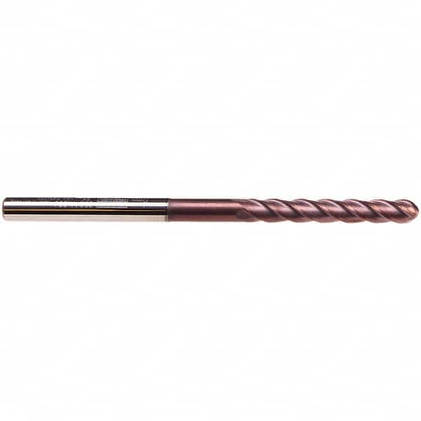 Emuge - 10mm Diam, 40mm LOC, 4 Flute Solid Carbide Ball End Mill - TiAlN Finish, Single End, 100mm OAL, 10mm Shank Diam, Ball Flute - Americas Industrial Supply
