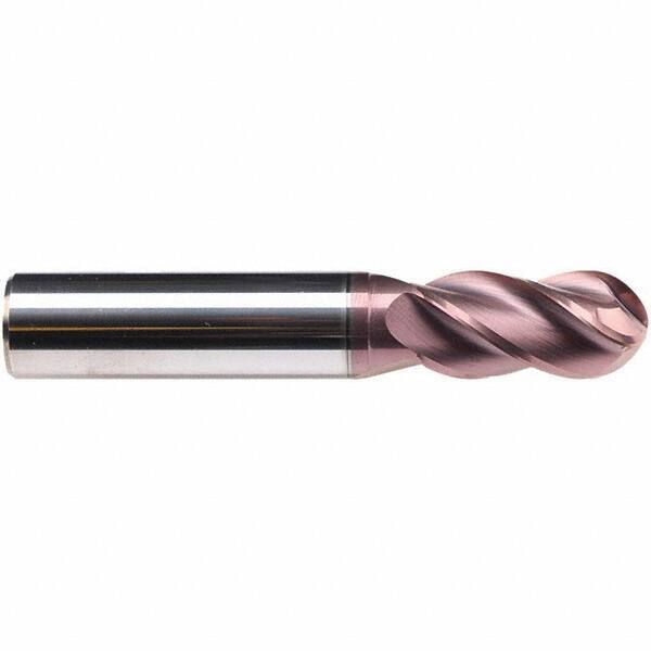 Emuge - 12mm Diam, 26mm LOC, 4 Flute Solid Carbide Ball End Mill - TiAlN Finish, Single End, 83mm OAL, 12mm Shank Diam, Ball Flute - Americas Industrial Supply