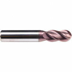 Emuge - 16mm Diam, 32mm LOC, 4 Flute Solid Carbide Ball End Mill - TiAlN Finish, Single End, 92mm OAL, 16mm Shank Diam, Ball Flute - Americas Industrial Supply