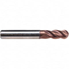 Emuge - 10mm Diam, 22mm LOC, 4 Flute Solid Carbide Ball End Mill - TiAlN Finish, Single End, 72mm OAL, 10mm Shank Diam, Ball Flute - Americas Industrial Supply