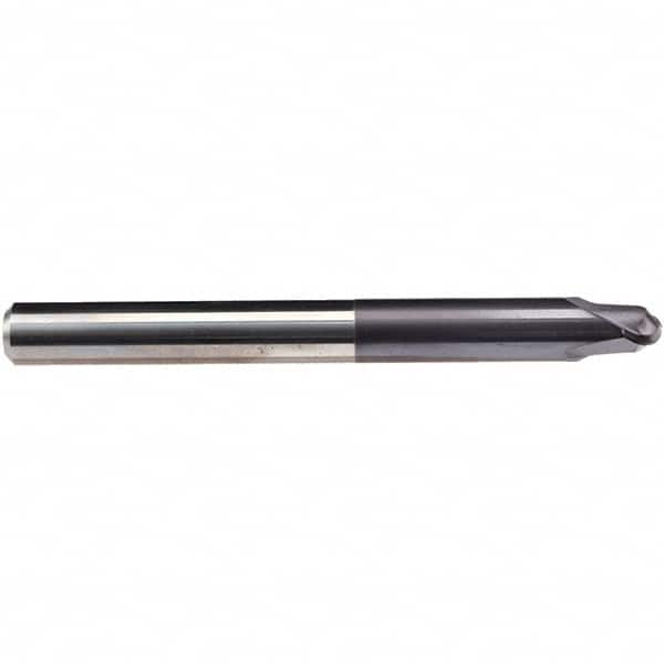 Emuge - 8mm Diam, 4.5mm LOC, 2 Flute Solid Carbide Ball End Mill - TiAlN Finish, Single End, 90mm OAL, 8mm Shank Diam, Ball Flute - Americas Industrial Supply