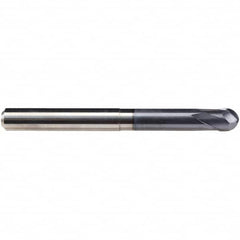 Emuge - 10mm Diam, 8mm LOC, 2 Flute Solid Carbide Ball End Mill - TiAlN Finish, Single End, 100mm OAL, 10mm Shank Diam, Ball Flute - Americas Industrial Supply