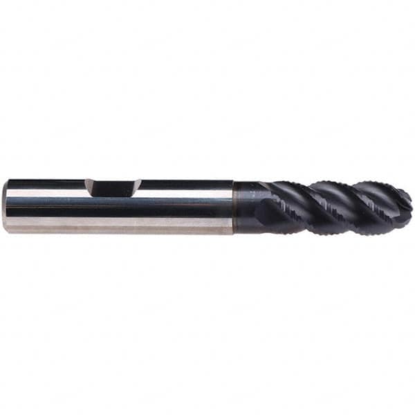 Emuge - 8mm Diam, 19mm LOC, 4 Flute Solid Carbide Ball End Mill - TiAlN Finish, Single End, 63mm OAL, 8mm Shank Diam, Ball Flute - Americas Industrial Supply