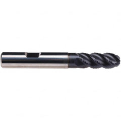 Emuge - 8mm Diam, 19mm LOC, 4 Flute Solid Carbide Ball End Mill - TiAlN Finish, Single End, 63mm OAL, 8mm Shank Diam, Ball Flute - Americas Industrial Supply