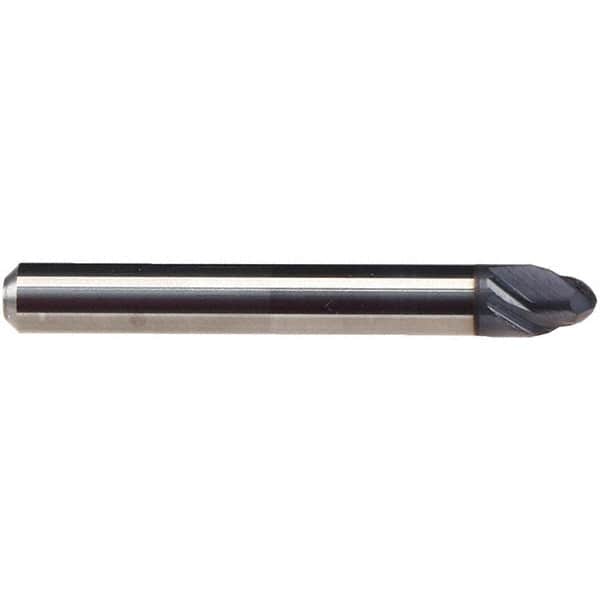 Emuge - 2mm Diam, 1.5mm LOC, 2 Flute Solid Carbide Ball End Mill - TiAlN Finish, Single End, 38mm OAL, 3mm Shank Diam, Ball Flute - Americas Industrial Supply