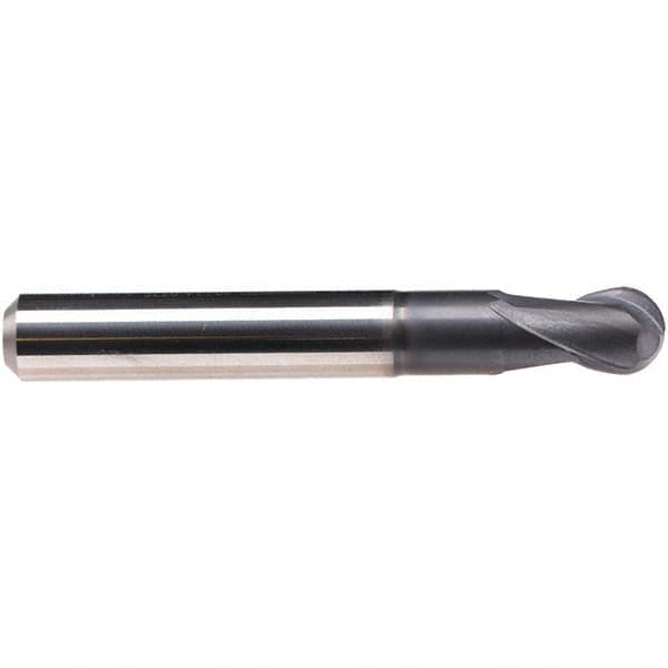 Emuge - 12mm Diam, 10mm LOC, 2 Flute Solid Carbide Ball End Mill - TiAlN Finish, Single End, 83mm OAL, 12mm Shank Diam, Ball Flute - Americas Industrial Supply