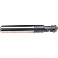 Emuge - 12mm Diam, 10mm LOC, 2 Flute Solid Carbide Ball End Mill - TiAlN Finish, Single End, 83mm OAL, 12mm Shank Diam, Ball Flute - Americas Industrial Supply