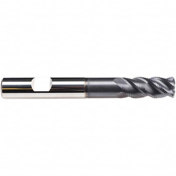 Emuge - 10mm Diam, 22mm LOC, 4 Flute Solid Carbide Roughing & Finishing End Mill - TiAlN Finish, 80mm OAL, 10mm Shank Diam, Weldon Shank, 45° Helix, Extra Long Length - Americas Industrial Supply
