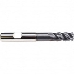 Emuge - 12mm Diam, 26mm LOC, 4 Flute Solid Carbide Roughing & Finishing End Mill - TiAlN Finish, 93mm OAL, 12mm Shank Diam, Weldon Shank, 45° Helix, Extra Long Length - Americas Industrial Supply