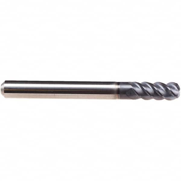 Emuge - 6mm Diam, 3mm LOC, 4 Flute Solid Carbide Roughing & Finishing End Mill - TiAlN Finish, 57mm OAL, 6mm Shank Diam, Cylindrical Shank, 50° Helix, Long Length - Americas Industrial Supply