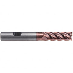 Emuge - 12mm Diam, 36mm LOC, 5 Flute Solid Carbide Roughing & Finishing End Mill - TiAlN Finish, 93mm OAL, 12mm Shank Diam, Weldon Shank, 42° Helix, Centercutting, Extra Long Length - Americas Industrial Supply