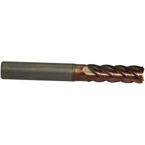 Emuge - 12mm Diam, 36mm LOC, 5 Flute Solid Carbide Roughing & Finishing End Mill - TiAlN Finish, 93mm OAL, 12mm Shank Diam, Cylindrical Shank, 42° Helix, Centercutting, Extra Long Length - Americas Industrial Supply