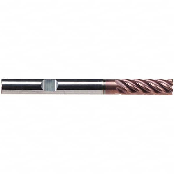 Emuge - 8mm Diam, 24mm LOC, 6 Flute Solid Carbide Roughing & Finishing End Mill - TiAlN Finish, 68mm OAL, 8mm Shank Diam, Weldon Shank, 38° Helix, Extra Long Length - Americas Industrial Supply